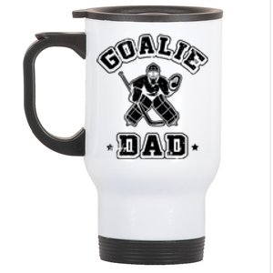 Father Ice Hockey Player Coach Fan Goalie Dad Hockey Sports Stainless Steel Travel Mug