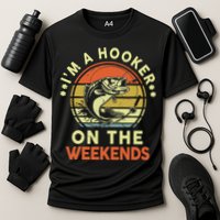 Fishing I'm Hooker On Weekend Fish Pole Cooling Performance Crew T-Shirt