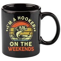 Fishing I'm Hooker On Weekend Fish Pole 11oz C Handle Ceramic Mug