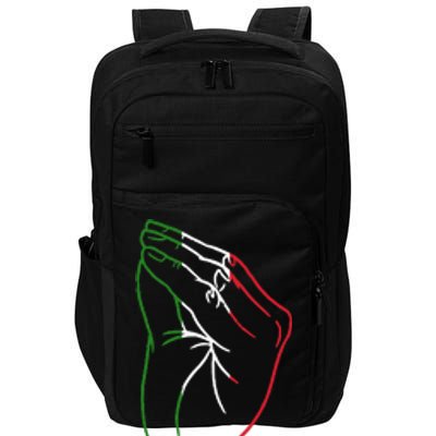 Funny Italian Hand Gesture Italian Flag Italy Italia Impact Tech Backpack