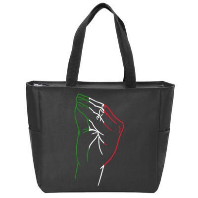 Funny Italian Hand Gesture Italian Flag Italy Italia Zip Tote Bag