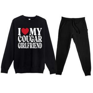 Funny I Heart My GF I Love My Cougar Girlfriend Premium Crewneck Sweatsuit Set