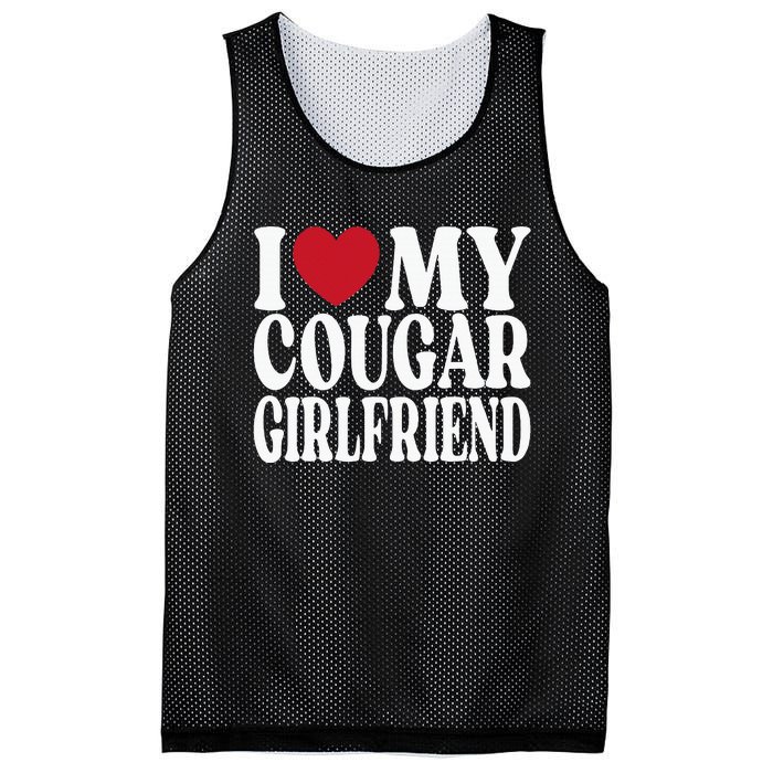 Funny I Heart My GF I Love My Cougar Girlfriend Mesh Reversible Basketball Jersey Tank