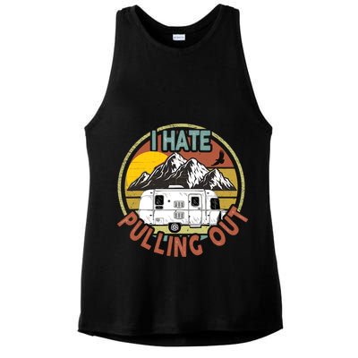 Funny I Hate Pulling Out Retro Vintage Mountains RV Camping Ladies PosiCharge Tri-Blend Wicking Tank
