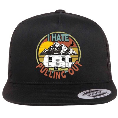 Funny I Hate Pulling Out Retro Vintage Mountains RV Camping Flatbill Hat