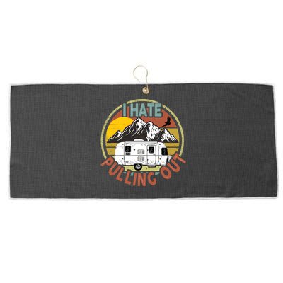 Funny I Hate Pulling Out Retro Vintage Mountains RV Camping Large Microfiber Waffle Golf Towel
