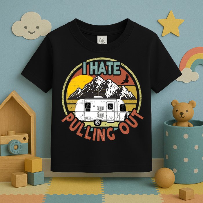 Funny I Hate Pulling Out Retro Vintage Mountains RV Camping Toddler T-Shirt