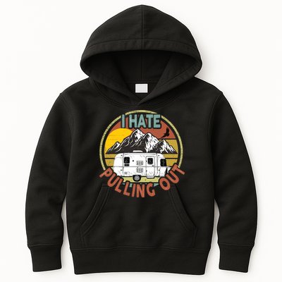 Funny I Hate Pulling Out Retro Vintage Mountains RV Camping Kids Hoodie