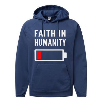 Faith In Humanity Low Battery Pessimistic News Meme Design Performance Fleece Hoodie