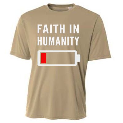 Faith In Humanity Low Battery Pessimistic News Meme Design Cooling Performance Crew T-Shirt