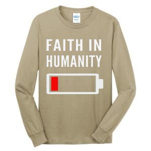 Faith In Humanity Low Battery Pessimistic News Meme Design Tall Long Sleeve T-Shirt