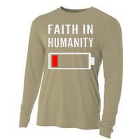 Faith In Humanity Low Battery Pessimistic News Meme Design Cooling Performance Long Sleeve Crew