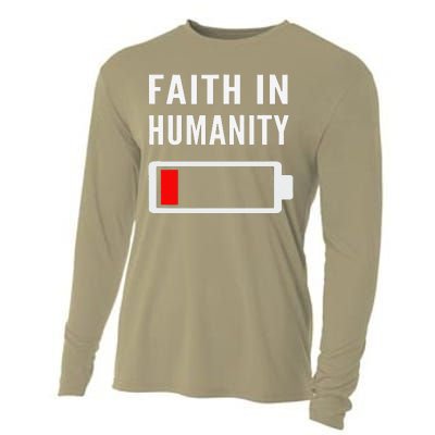 Faith In Humanity Low Battery Pessimistic News Meme Design Cooling Performance Long Sleeve Crew