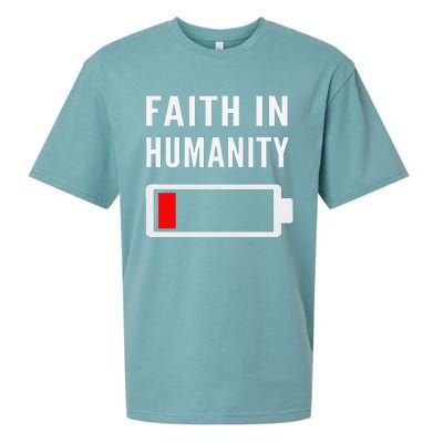 Faith In Humanity Low Battery Pessimistic News Meme Design Sueded Cloud Jersey T-Shirt