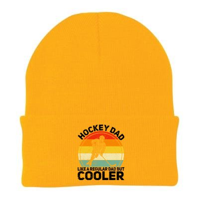 Funny Ice Hockey Dad Retro Novelty For Hockey Player Coach Cute Gift Knit Cap Winter Beanie