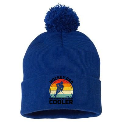 Funny Ice Hockey Dad Retro Novelty For Hockey Player Coach Cute Gift Pom Pom 12in Knit Beanie