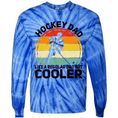 Funny Ice Hockey Dad Retro Novelty For Hockey Player Coach Cute Gift Tie-Dye Long Sleeve Shirt