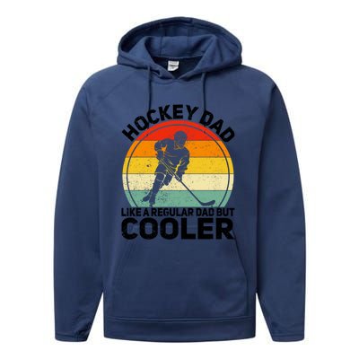 Funny Ice Hockey Dad Retro Novelty For Hockey Player Coach Cute Gift Performance Fleece Hoodie