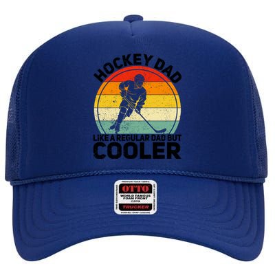 Funny Ice Hockey Dad Retro Novelty For Hockey Player Coach Cute Gift High Crown Mesh Back Trucker Hat