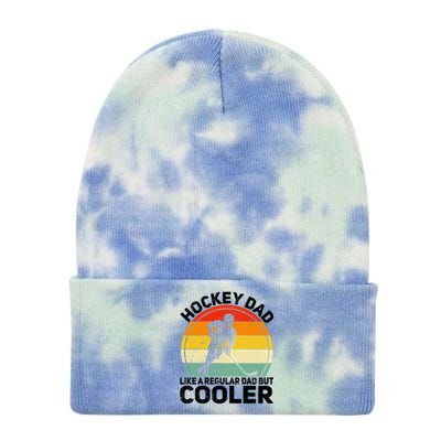 Funny Ice Hockey Dad Retro Novelty For Hockey Player Coach Cute Gift Tie Dye 12in Knit Beanie