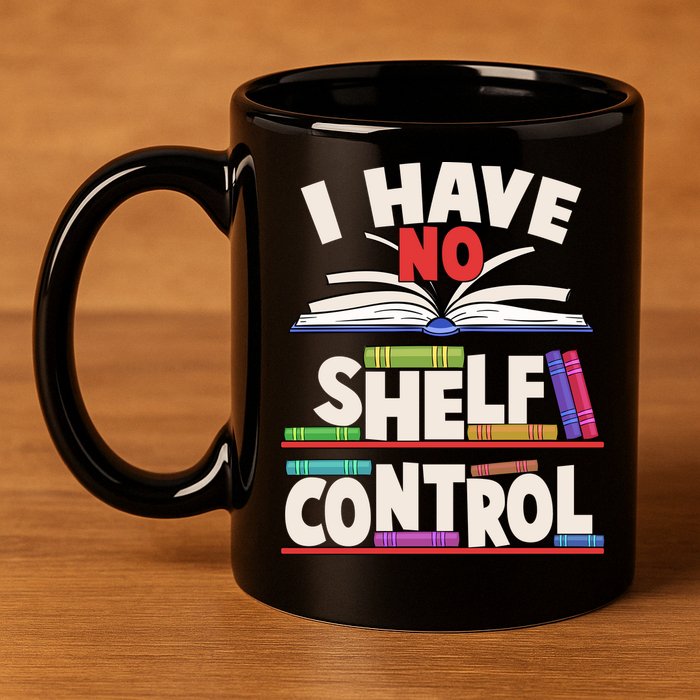 Funny I Have No Shelf Control Reading Fan Book Lover 11oz C Handle Ceramic Mug