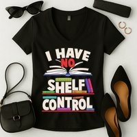 Funny I Have No Shelf Control Reading Fan Book Lover Women's V-Neck T-Shirt