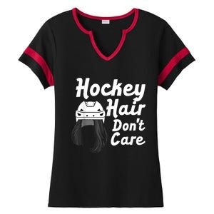 Funny Ice Hockey For Women Girls Field Hockey Helmet Hair Ladies Halftime Notch Neck Tee