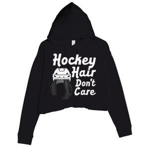 Funny Ice Hockey For Women Girls Field Hockey Helmet Hair Crop Fleece Hoodie