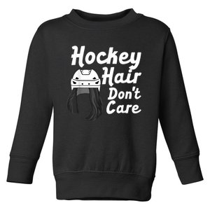 Funny Ice Hockey For Women Girls Field Hockey Helmet Hair Toddler Sweatshirt