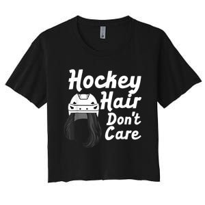 Funny Ice Hockey For Women Girls Field Hockey Helmet Hair Women's Crop Top Tee