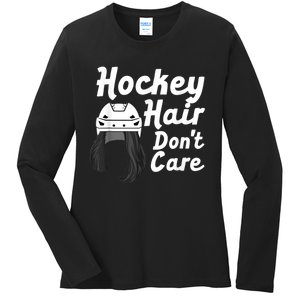 Funny Ice Hockey For Women Girls Field Hockey Helmet Hair Ladies Long Sleeve Shirt