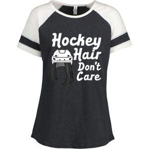 Funny Ice Hockey For Women Girls Field Hockey Helmet Hair Enza Ladies Jersey Colorblock Tee