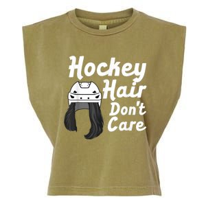 Funny Ice Hockey For Women Girls Field Hockey Helmet Hair Garment-Dyed Women's Muscle Tee