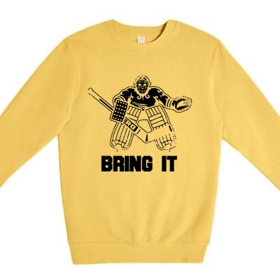 Funny Ice Hockey Player Gift Goalie Apparel Graphic Premium Crewneck Sweatshirt