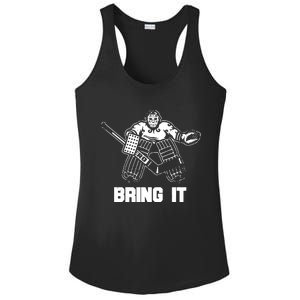 Funny Ice Hockey Player Gift Goalie Apparel Graphic Ladies PosiCharge Competitor Racerback Tank