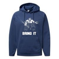 Funny Ice Hockey Player Gift Goalie Apparel Graphic Performance Fleece Hoodie