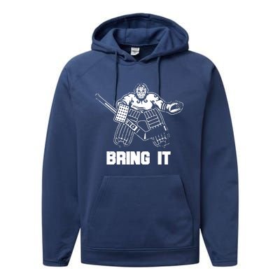 Funny Ice Hockey Player Gift Goalie Apparel Graphic Performance Fleece Hoodie