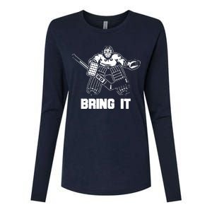 Funny Ice Hockey Player Gift Goalie Apparel Graphic Womens Cotton Relaxed Long Sleeve T-Shirt