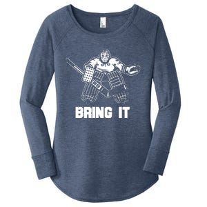 Funny Ice Hockey Player Gift Goalie Apparel Graphic Women's Perfect Tri Tunic Long Sleeve Shirt