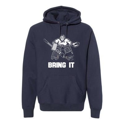 Funny Ice Hockey Player Gift Goalie Apparel Graphic Premium Hoodie