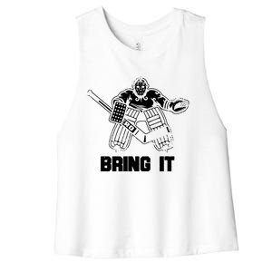 Funny Ice Hockey Player Gift Goalie Apparel Graphic Women's Racerback Cropped Tank