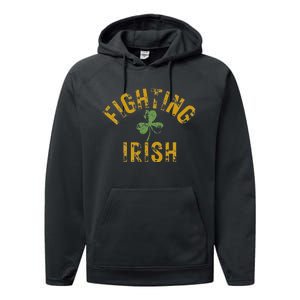 Fighting Irish History Gold Shamrock Design Performance Fleece Hoodie