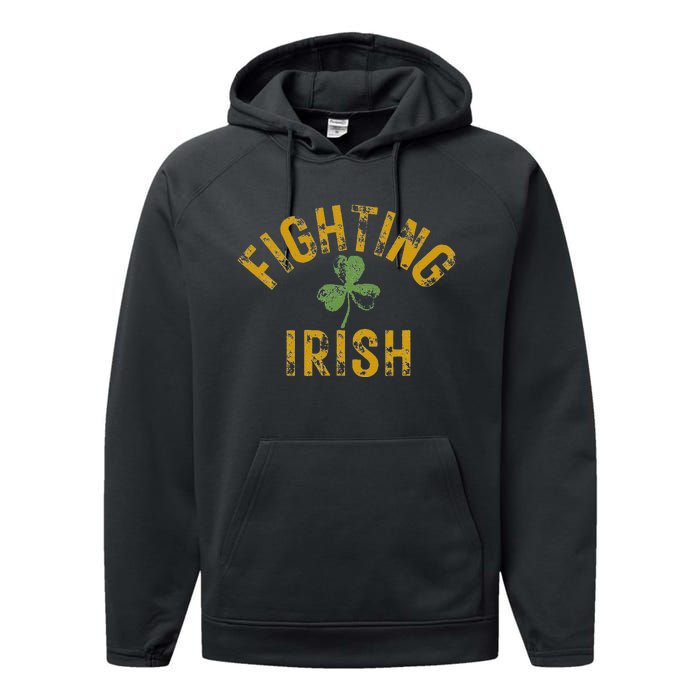 Fighting Irish History Gold Shamrock Design Performance Fleece Hoodie