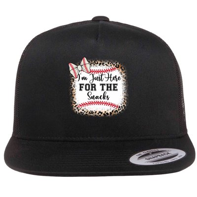 Funny Im Here For Snacks Baseball Sister Mom Cute Girl Flat Bill Trucker Hat