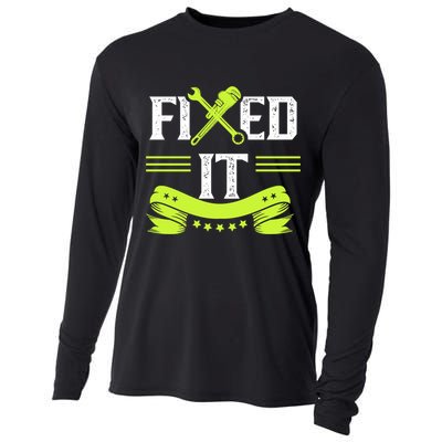 Fixed It Handy Mr Fix It Repair Fixing Tinkerer Gift Cooling Performance Long Sleeve Crew