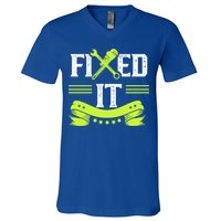 Fixed It Handy Mr Fix It Repair Fixing Tinkerer Gift V-Neck T-Shirt