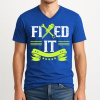 Fixed It Handy Mr Fix It Repair Fixing Tinkerer Gift V-Neck T-Shirt