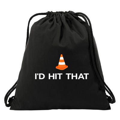 Funny I'd Hit That Traffic Cone Pun Drawstring Bag