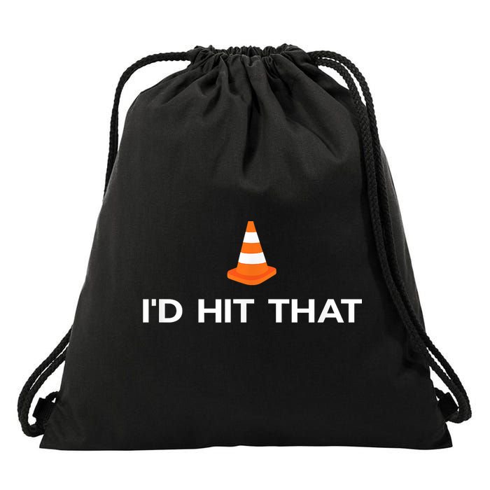 Funny I'd Hit That Traffic Cone Pun Drawstring Bag