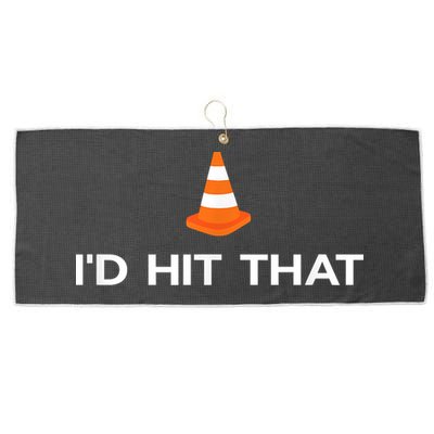 Funny I'd Hit That Traffic Cone Pun Large Microfiber Waffle Golf Towel
